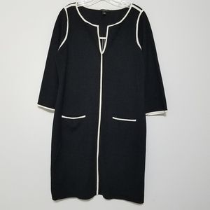 Ann Taylor Sweater Knit Dress w/ White Trim  M Bl